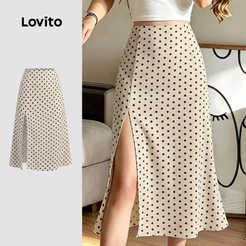 Lovito Saias Casuais com Fenda Na Frente Primavera/verão para Mulheres SKK8P2D1009