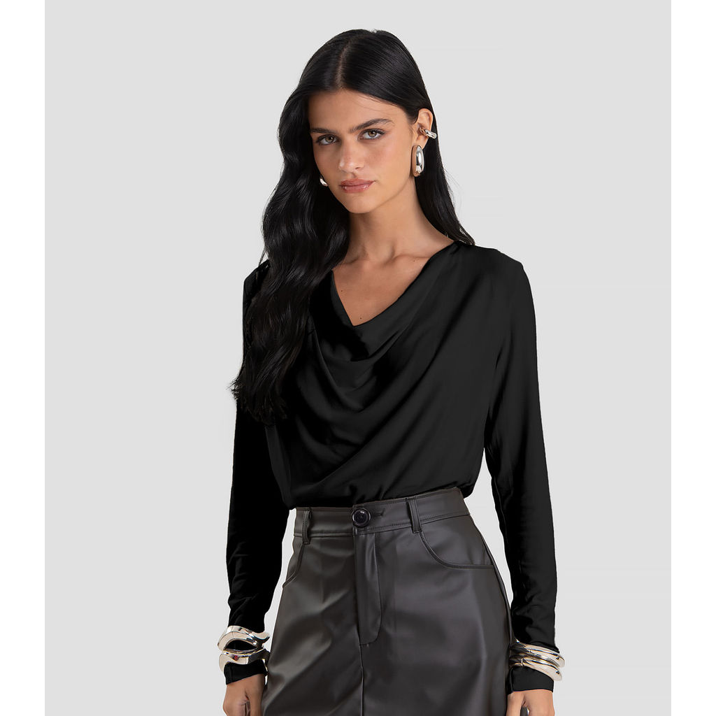 Blusa Feminina Degagê em Malha de Viscose Dianna Preto