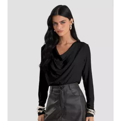 Blusa Feminina Degagê em Malha de Viscose Dianna Preto