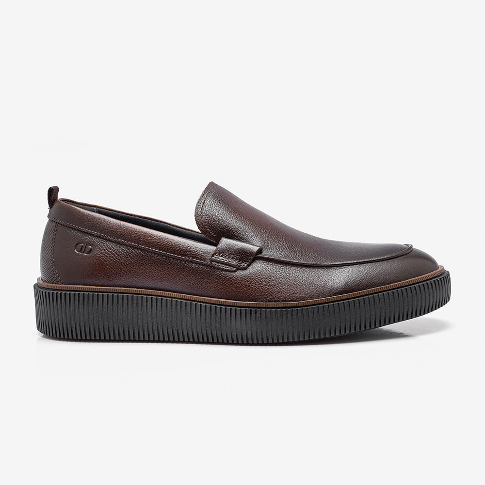 Sapato Social Slip On Marino Couro Mogno