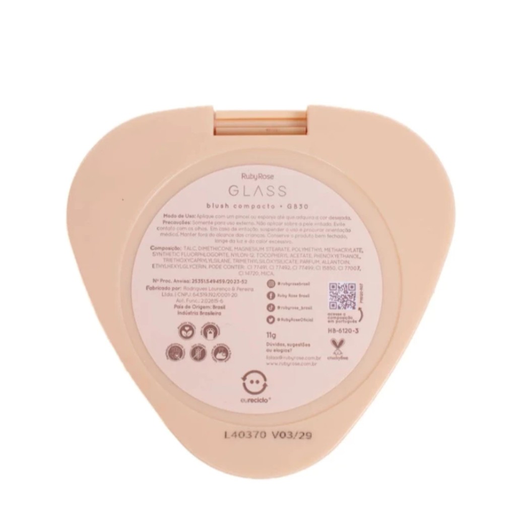Blush Compacto Glass - Hb6120 - Ruby Rose — imagem 3 de 3