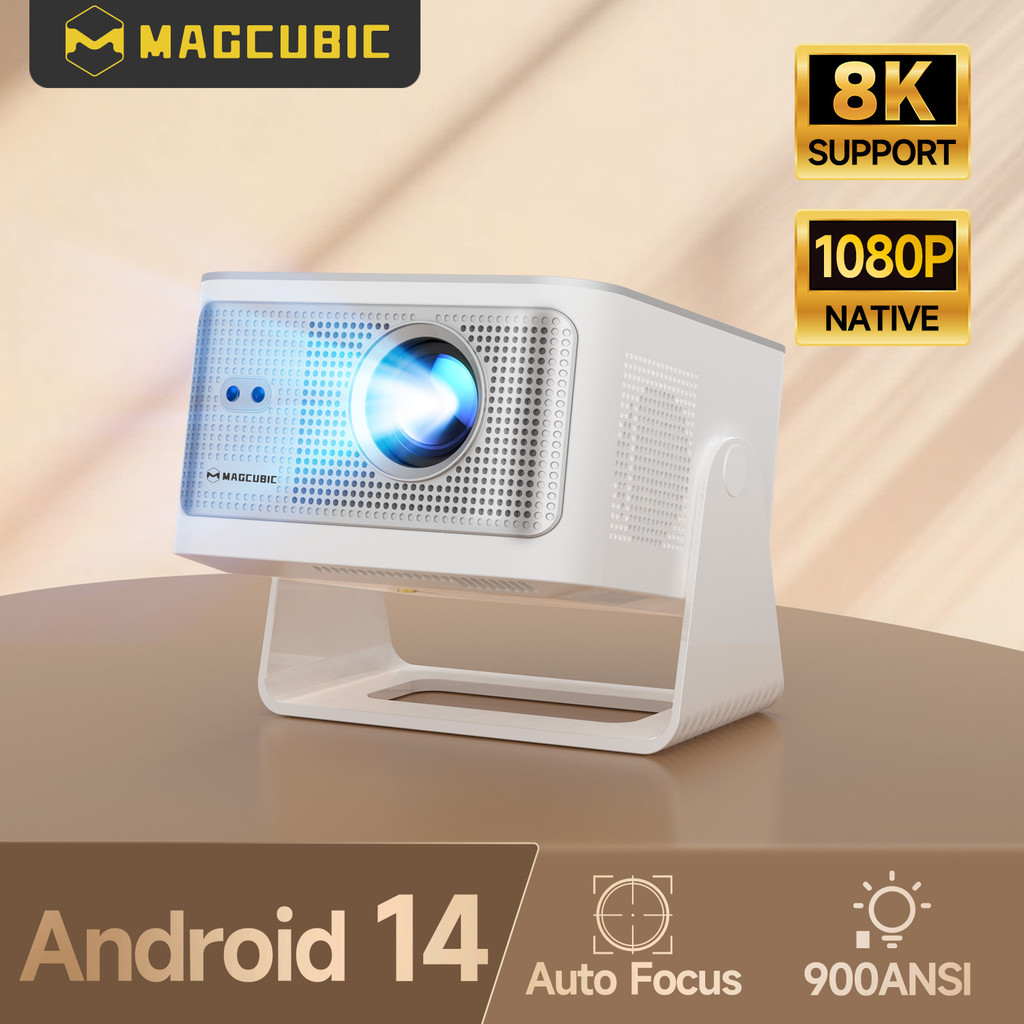 Magcubic HY350Max Projetor 900ANSI Nativo 1080P Android 14 Foco Automático Suporte a 4K Alto-falante de 15W