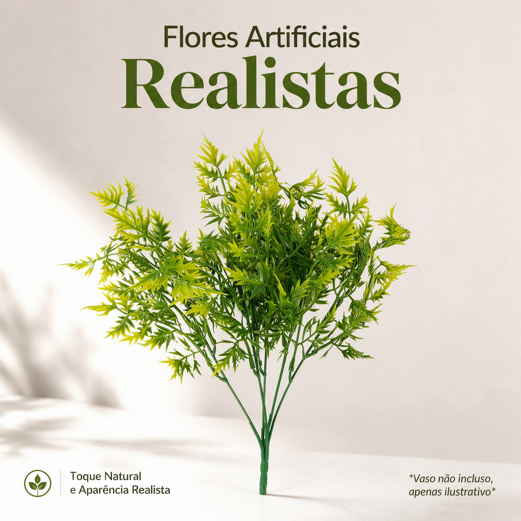 Planta Artificial Folhagem Verde Realista Arranjo Decorativo Ramo Floral para Sala Jardim Casamento Festa Decoração