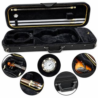 Estojo Case Extra Luxo Violino 4/4 3/4 Retangular Térmico Higrómetro Tubo Cordas 2 Arco 2 Espaleira