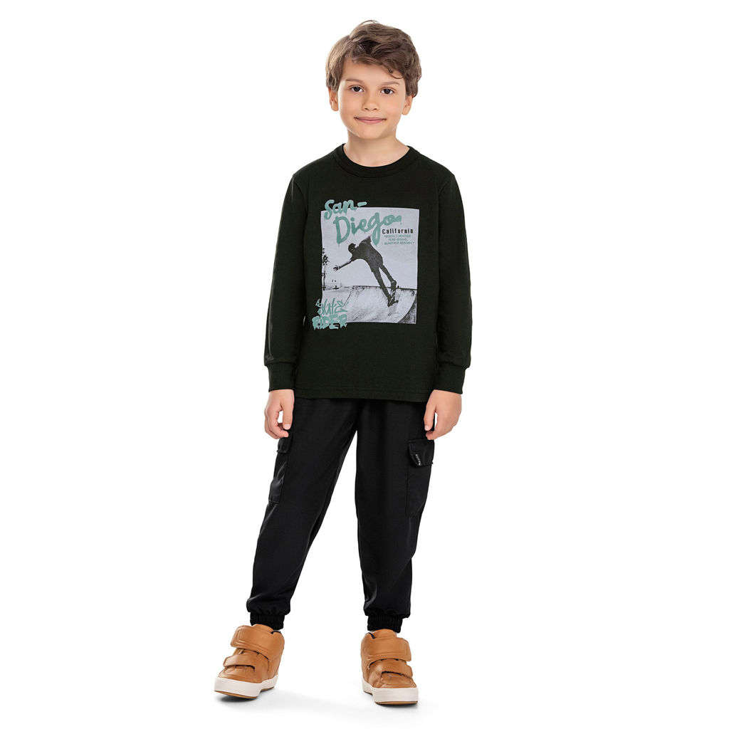 Calça Jogger Infantil Menino Tactel Elian Preto