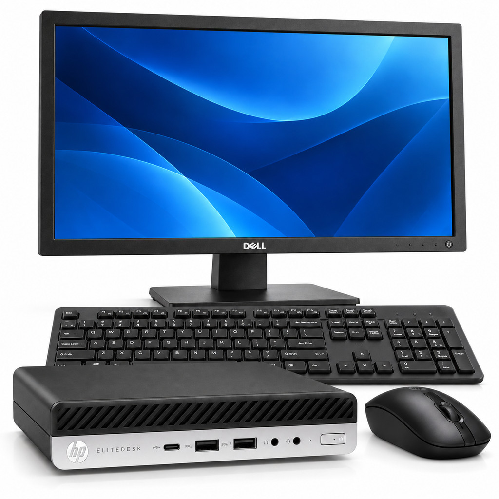 Kit Mini PC HP + Monitor Dell + Teclado e Mouse Completo