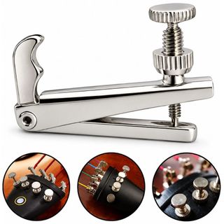 Micro Afinador Fixo para Violino 3/4 4/4 de Metal Prata Cromado Marinos