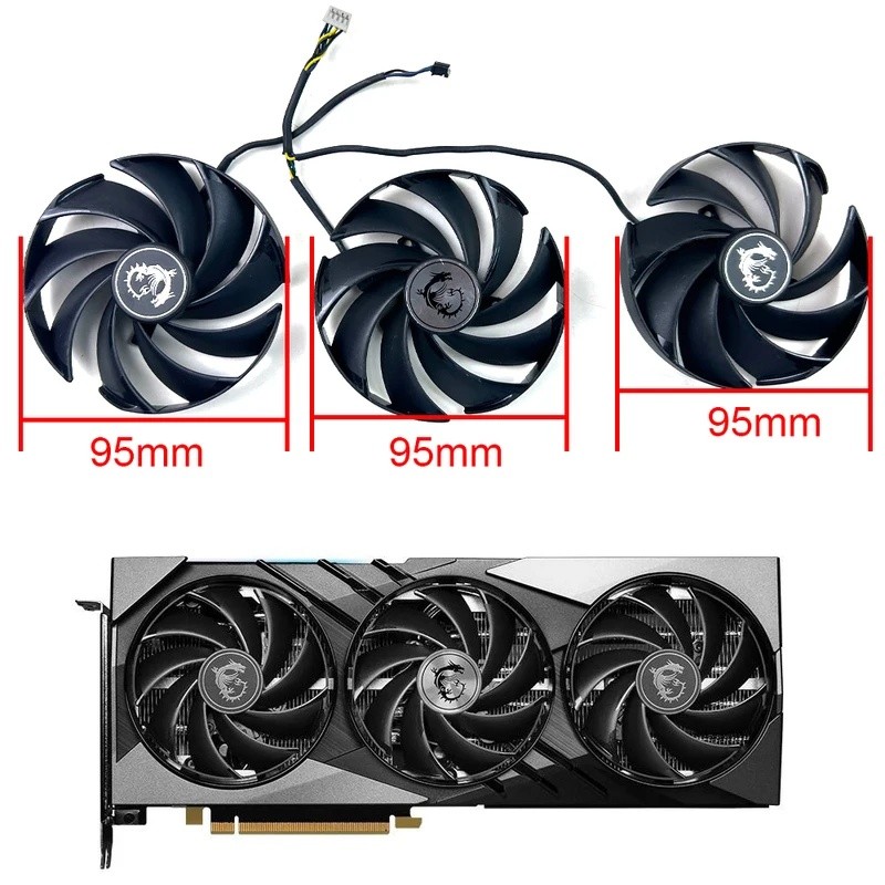Novo Ventilador De Refrigeração 95mm 4pin PLD10020B12H RTX 4070 4080 4090 Para MSI GeForce RTX4070 4070TI 4080 4080Ti 40
