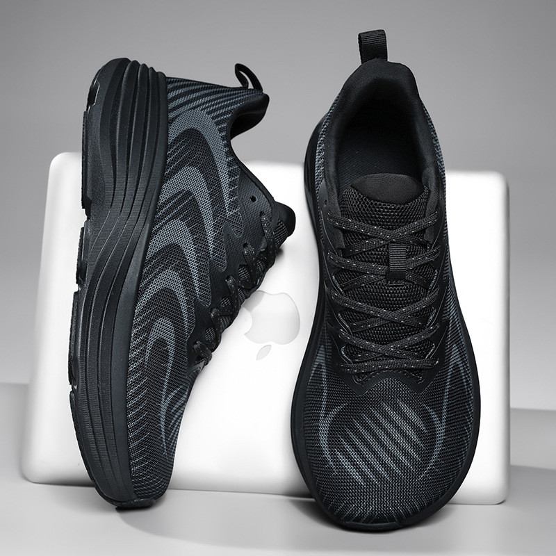 Quatro estações Flyknit tênis malha esportes sapatos casuais confortáveis rebote tênis de salto médio boca rasa tênis de
