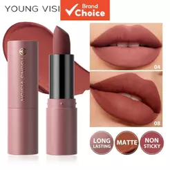 YOUNG VISION Batom Velvet Matte em 8 Tons, Alta Pigmentação, Longa Duração, Não Resseca, Uso Labial e Facial para Todos