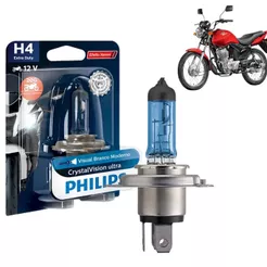 LAMPADA PHILIPS ORIGINAL FAROL MOTO H4 CG BROS 35/35W CRYSTAL VISION 12V