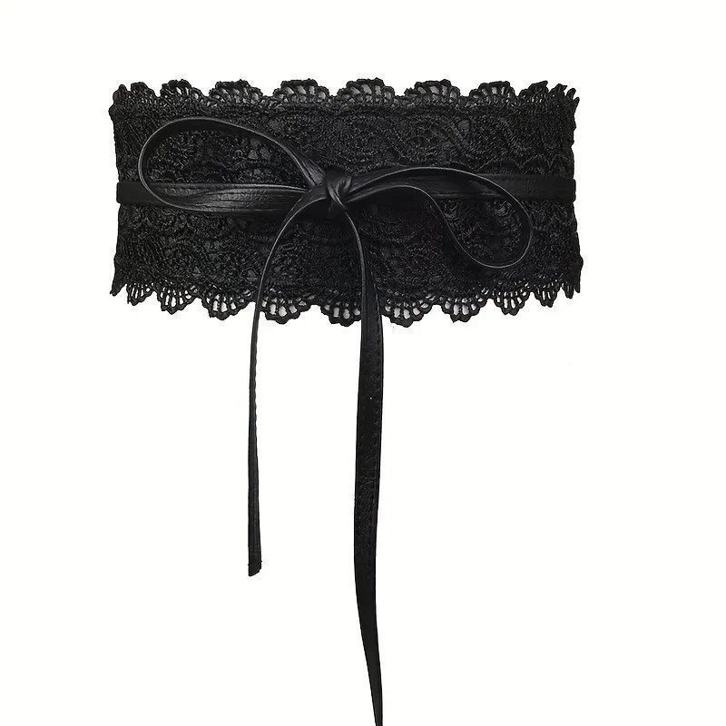 Cinto De Renda Com Laço , Envoltório De Couro PU Macio , Largo Boho Para Vestidos 0QWT