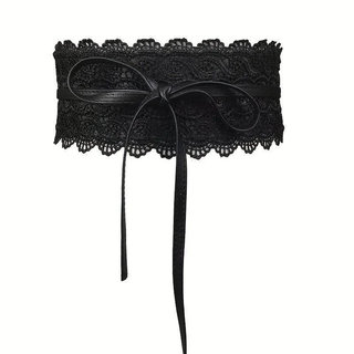 Cinto De Renda Com Laço , Envoltório De Couro PU Macio , Largo Boho Para Vestidos 0QWT