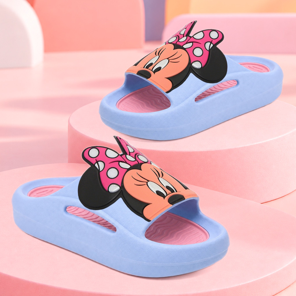 Sandália Chinelo Infantil Menina Feminino Slide Bicolor Colorido Lançamento Minnie Macio Antiderrapante Confortável