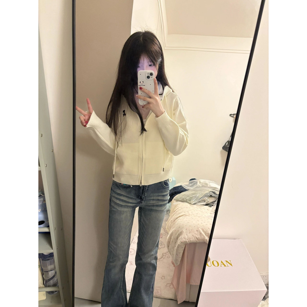 Americano High Street cintura baixa ligeiramente Jeans feminino verão novo estilo quente menina Design nicho fino-ajuste