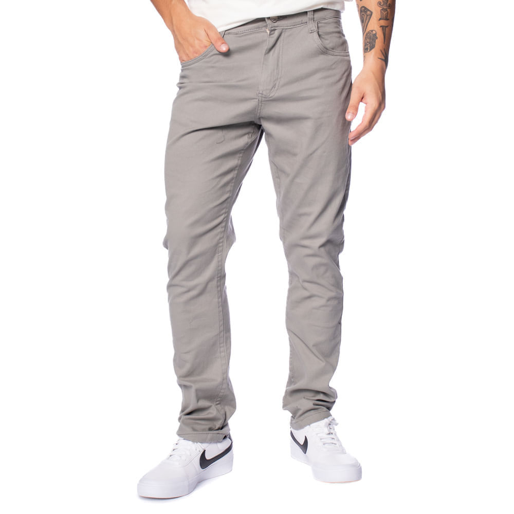 Calça Sarja Masculina Gangster Slim Cinza