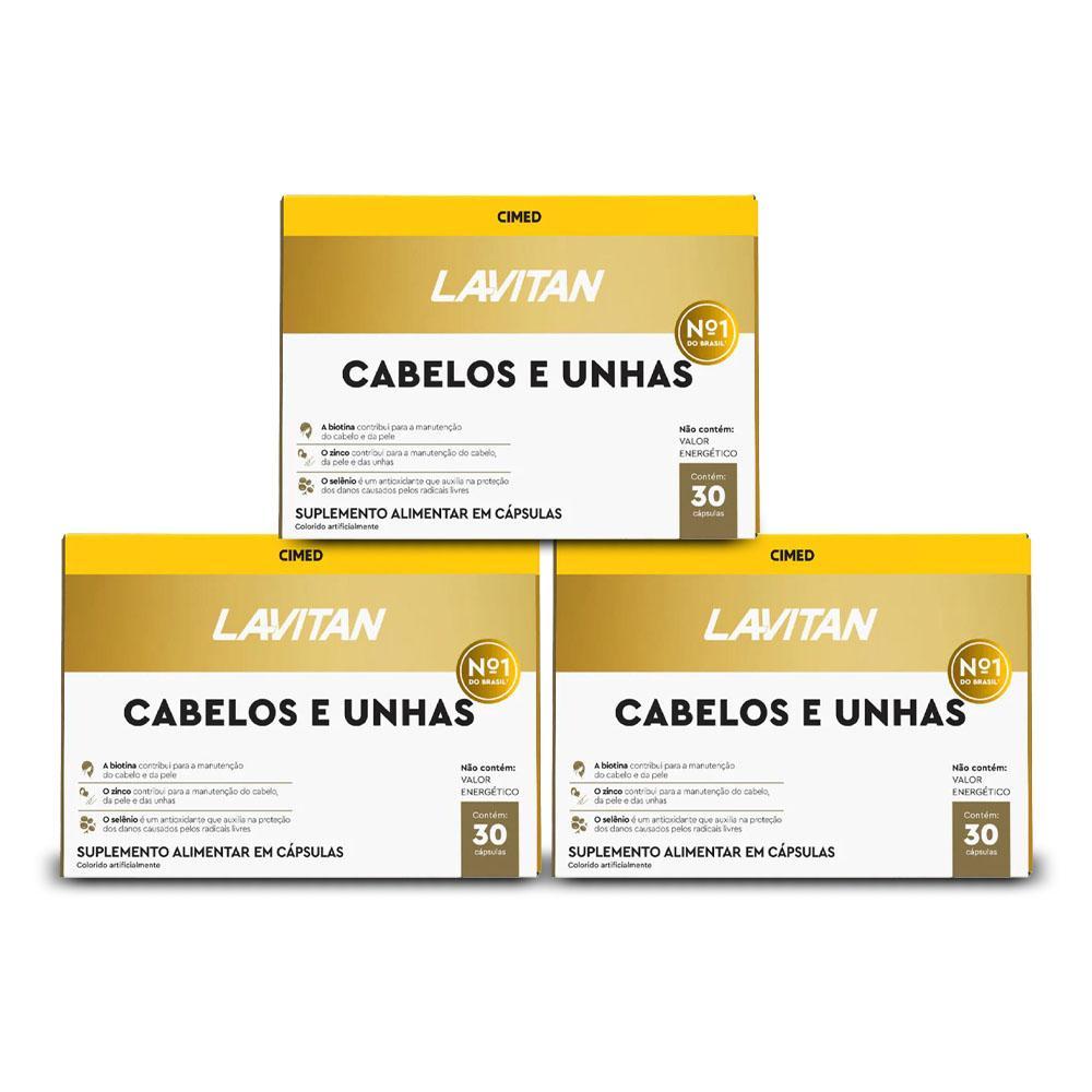 Kit Lavitan Cabelos E Unhas 3 Caixas Com 30 Capsulas Cada Sabor Sem Sabor