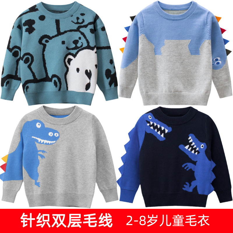 Comércio exterior roupas infantis meninos dos desenhos animados camisola primavera outono meninos moda lã bebê topos cam