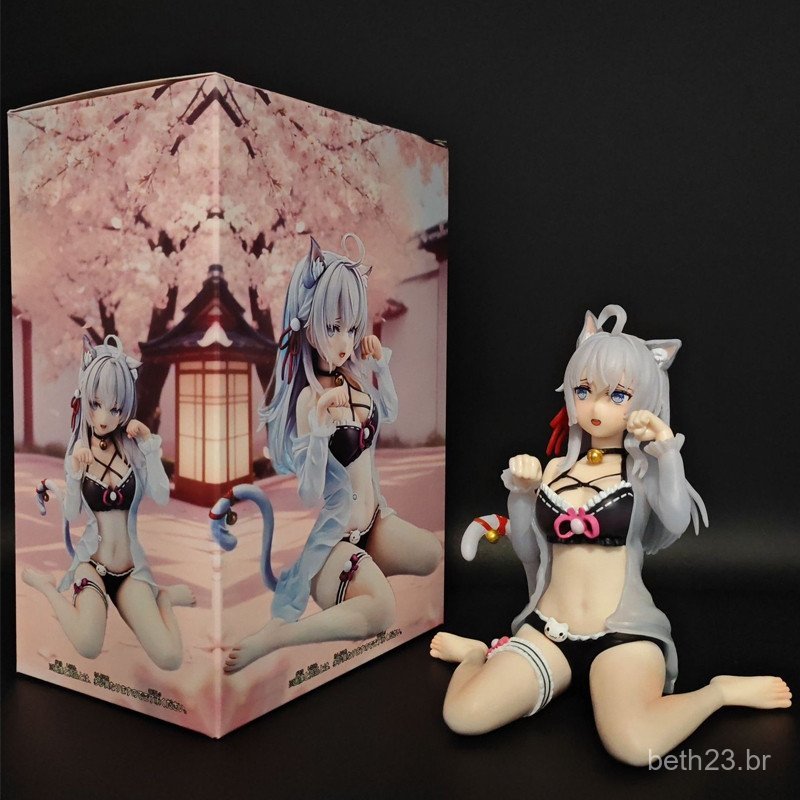 Figura de anime russa de 12 cm, Alya, que às vezes esconde os seus sentimentos, em posição sentada, com orelhas de gato,