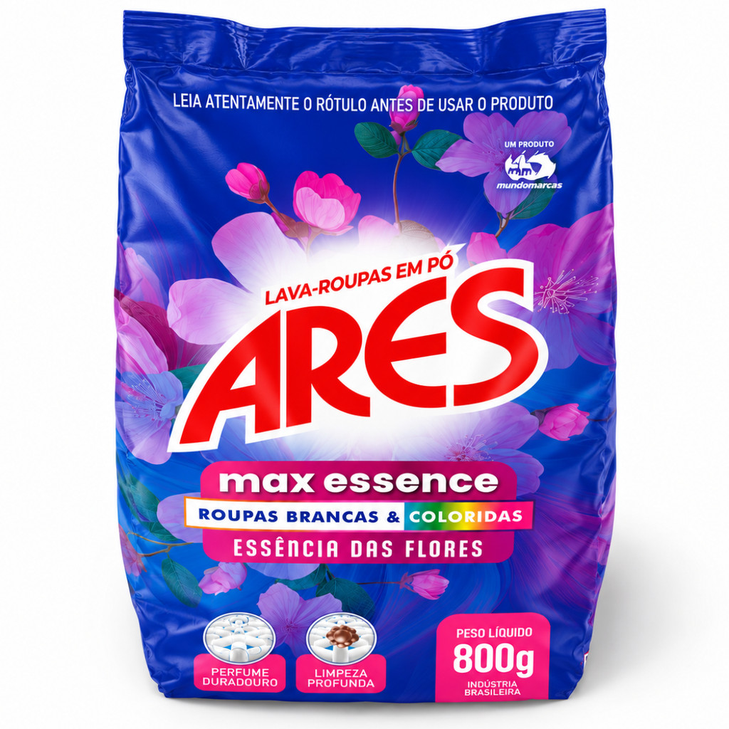 Lava Roupas Em Pó Ares Max Essence Flores 800g Roupas Brancas e Coloridas — imagem 2 de 2