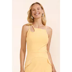 Regata Feminina Decote Assimétrico Marialícia Amarelo