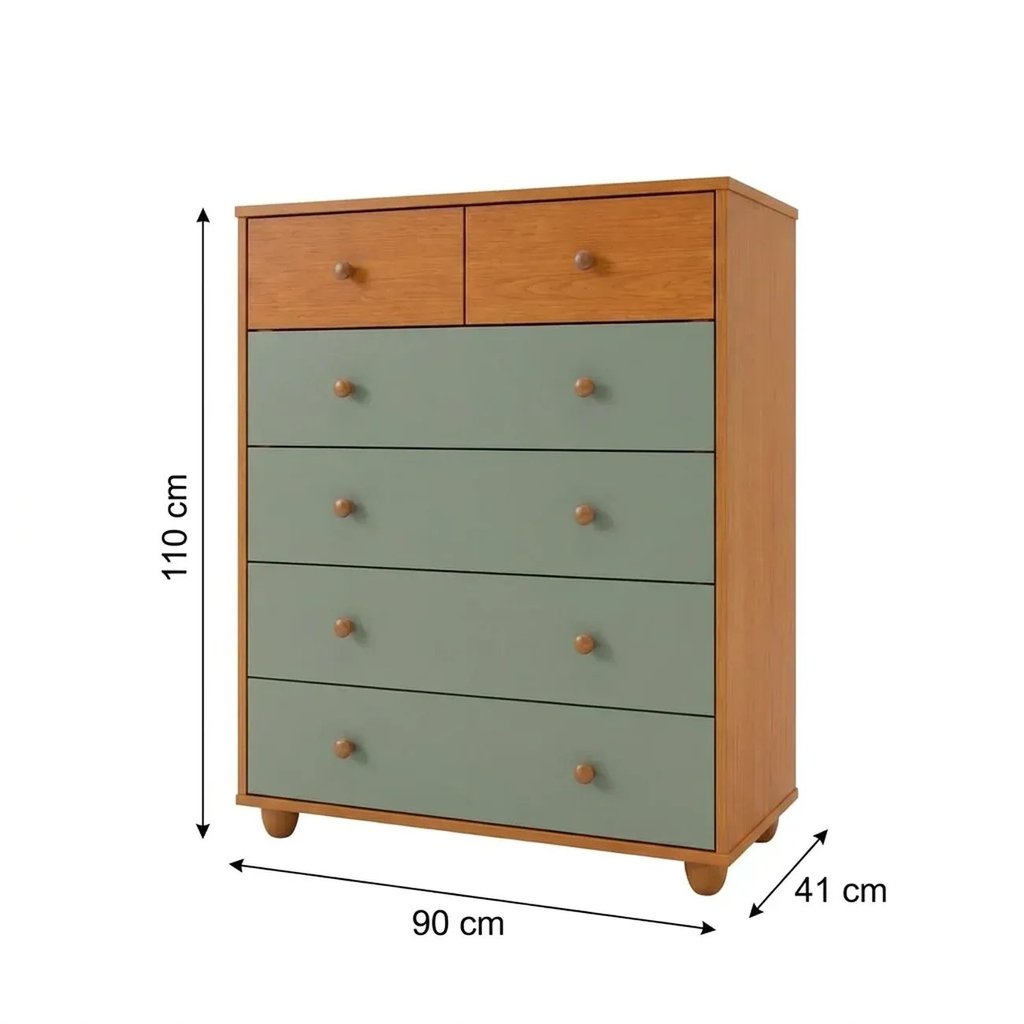Cômoda 6 Gavetas Vittoria Marrom Cinamomo/Sálvia Cinamomo/Sálvia · foto 2