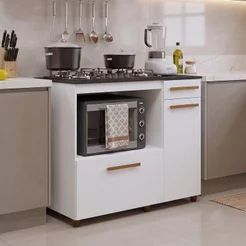 Balcão para Cooktop e Forno 2 Portas 1 Gaveta Clara Yescasa Branco