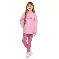 Conjunto Infantil Menina Moletom Rajado Elian Rosa