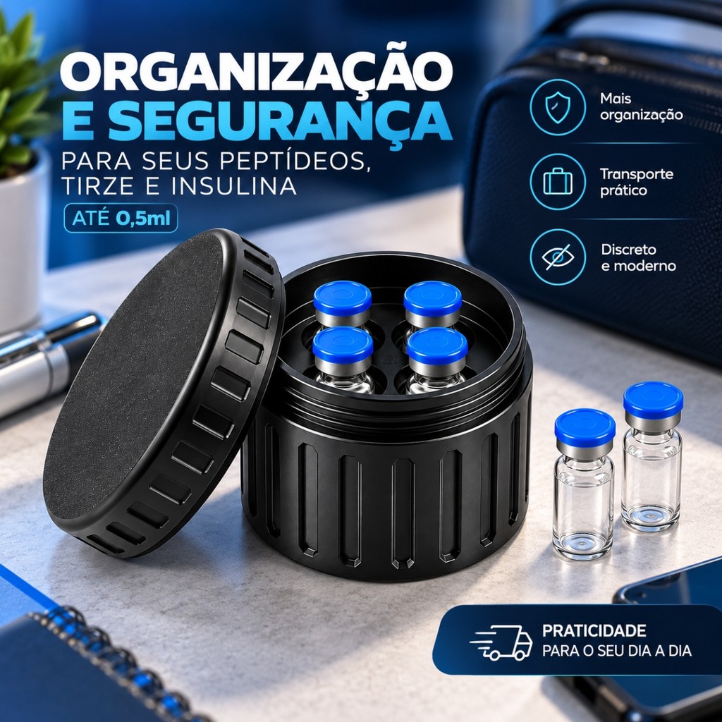 Porta Frascos Ampolas 3ml Reforçado Organizador Rémedios Tirze Premium Compacto Transporte Seguro