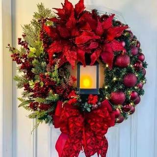 Zonghong novo estilo decorações do dia de natal tira de luz de óleo de natal cártamo natal guirlanda porta pendurado