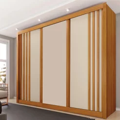 Guarda-Roupa 3 Portas Portas Ripadas Milano MDF Marrom/Cinamomo/Off White Cinamomo/Off White