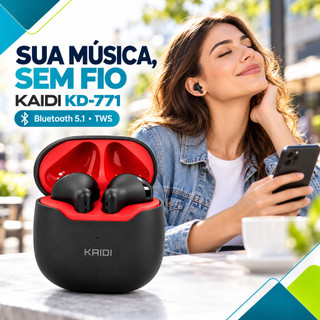 Fone De Ouvido Sem Fio Tws Bluetooth 5.1 Kaidi Kd-771 Original