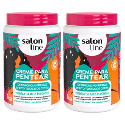 Kit Creme Para Pentear Salon Line Definição Antifrizz 1Kg - 2 Unidades