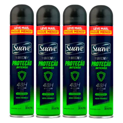 Kit Desodorante Aerosol Suave Men Antibacterial Proteção Intensa 200ml - 4 Unidades