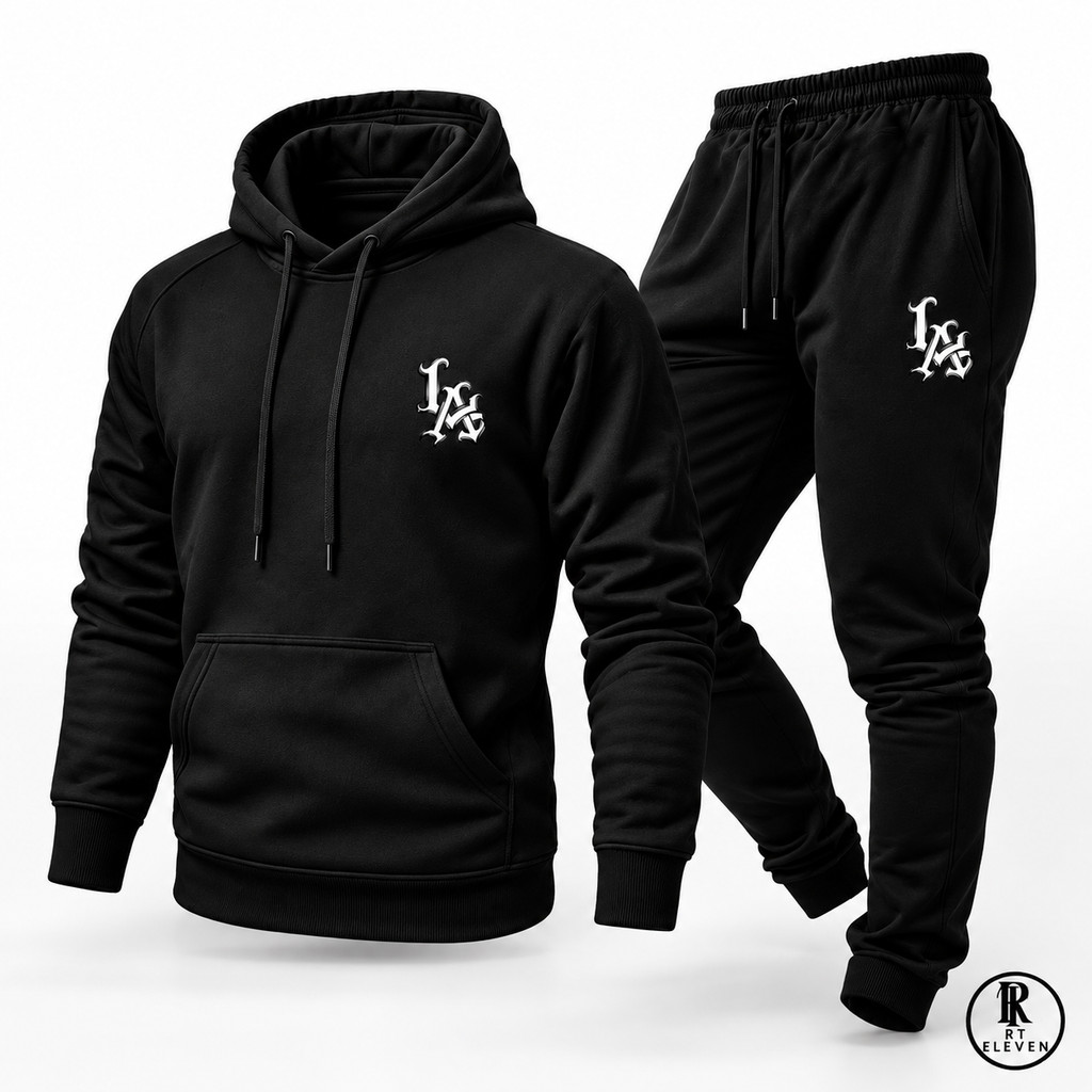 Conjunto Moletom Los Angeles casaco LA Blusa De Frio + Calça linha premium moleton canguru com bolso e capuz