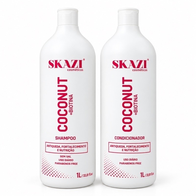 Kit Skazi Vegano Shampoo E Condicionador Fortalecedor Coconut 1 Litro