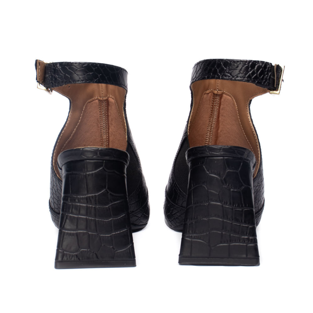 Sandália Feminina Vizzano Napa Croco Peep Toe Preto — imagem 2 de 2