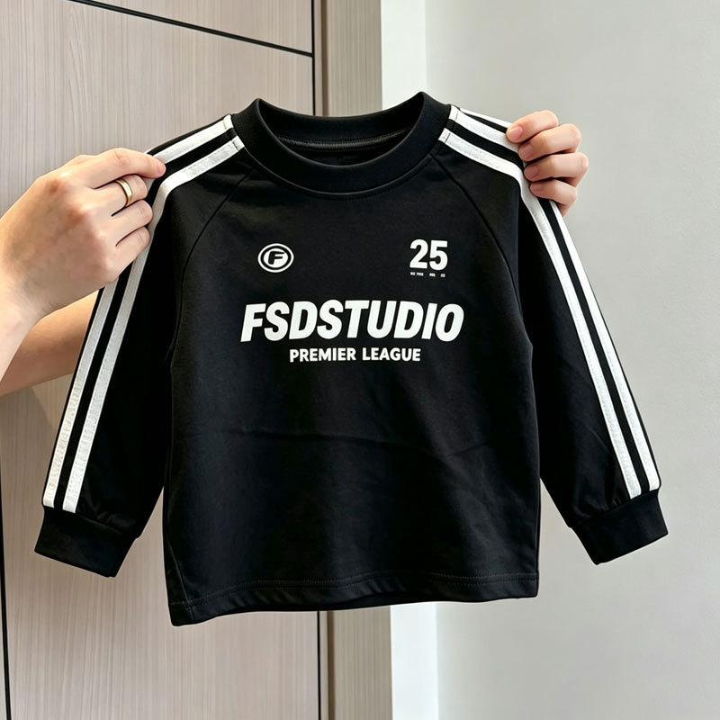 Algodão puro crianças bebê primavera outono novo estilo de manga comprida camiseta meninos moda primavera outono versão 