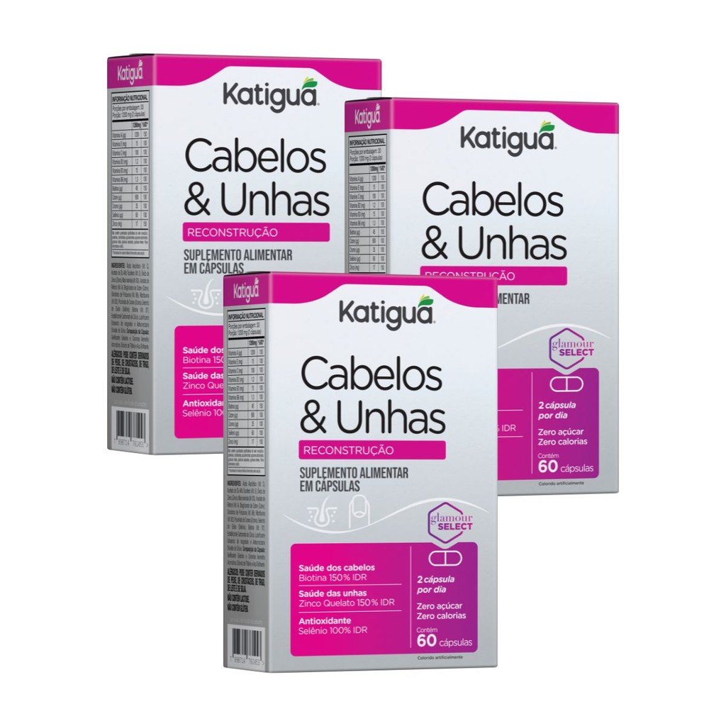 Kit 1, 2 ou 3 Caixas Cabelos e Unhas Biotina + Zinco + Selênio + Cromo 60 Cápsulas em Oferta na Shopee