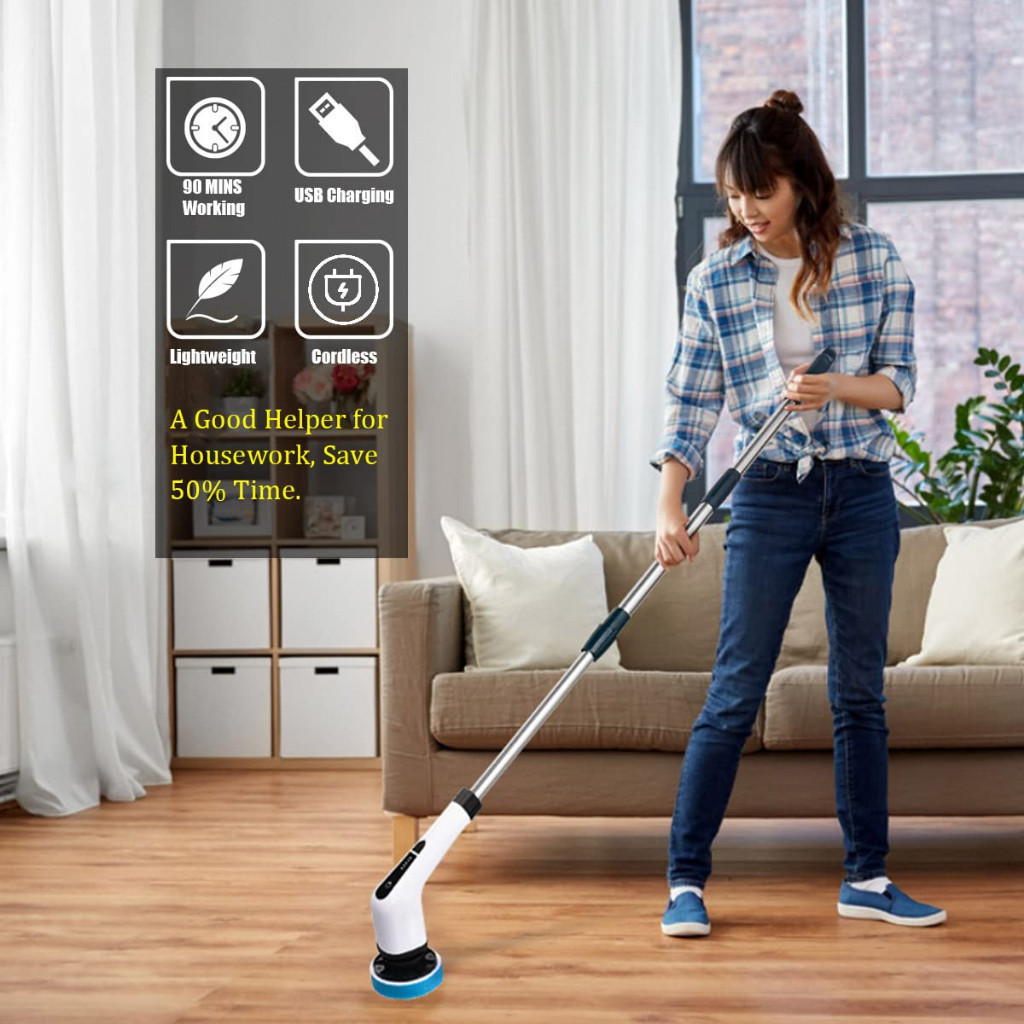 Escova Esfregão de Limpeza Ajustável Elétrica 9 EM 1/ 5 EM 1 Sem Fio Recarregável Limpador Múltiuso Prático em Oferta na Shopee