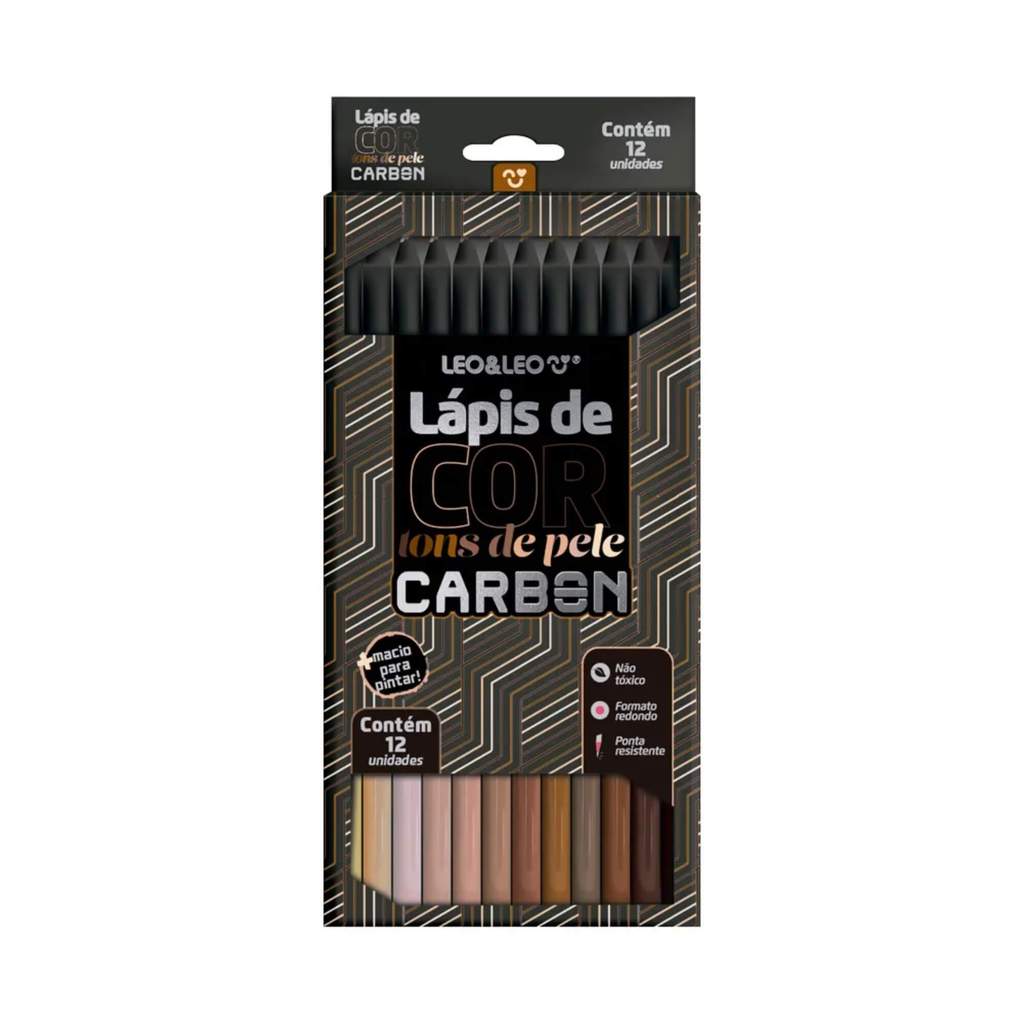 Lápis de Cor Carbon 12 Cores Tons de Pele Redondo Leo&Leo Leonora - 4676 em Oferta na Shopee
