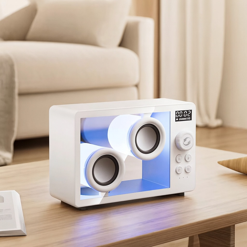 Caixa de Som Transparente Bluetooth com Alarme Luz RGB Graves Potentes Recarregável Tipo C em Oferta na Shopee