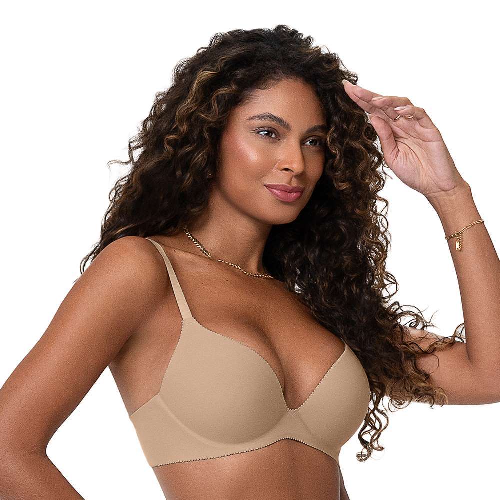 Sutiã Push Up sem Bolha Laser Bege Zee Rucci em Oferta na Shopee