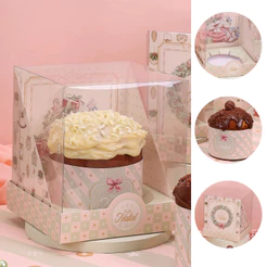 5 CAIXA PARA PANETONE 500G COM TAMPA DE ACETATO GRAÇA 5099 ( JANGO NATAL 2025 )