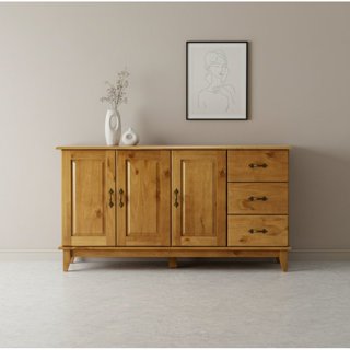 Buffet Aparador 3 Portas 3 Gavetas Madeira Maciça Carvalho Bella 156 em Oferta na Shopee