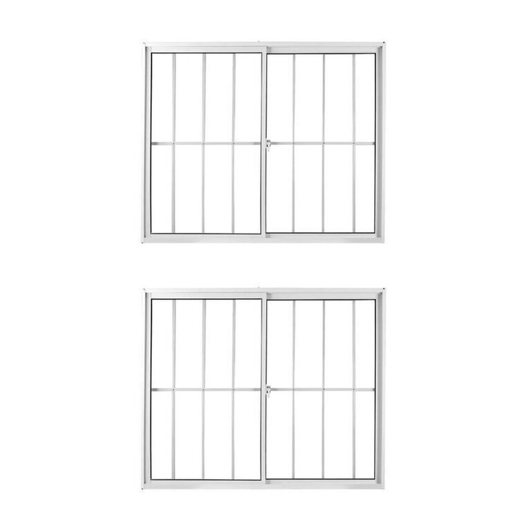 Kit com 2 1/6 Janelas de Alumínio de Correr 100x100cm 2 Folhas com Grade e Vidro Liso Linha Soft Mgm em Oferta na Shopee