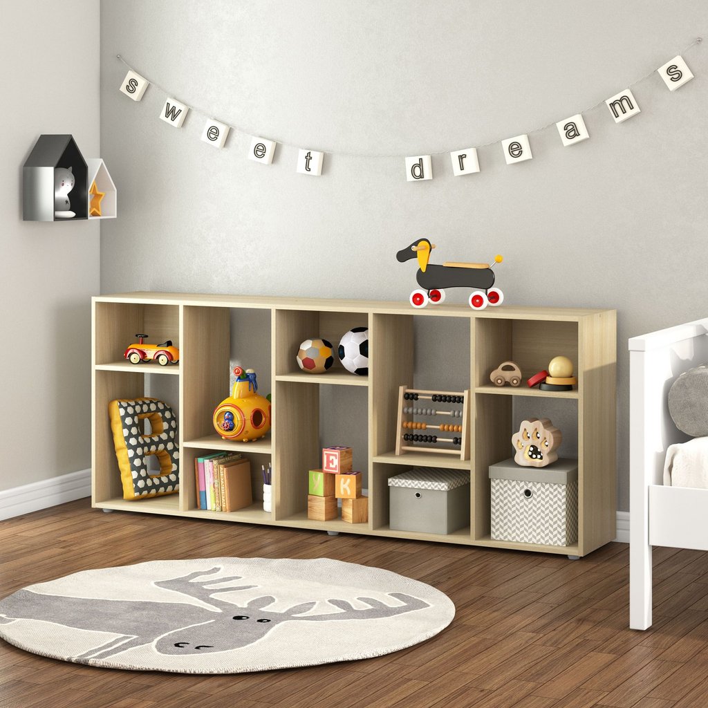 Estante Infantil Multifuncional 10 nichos Bella Casatema MadeiraOriginals Natural em Oferta na Shopee