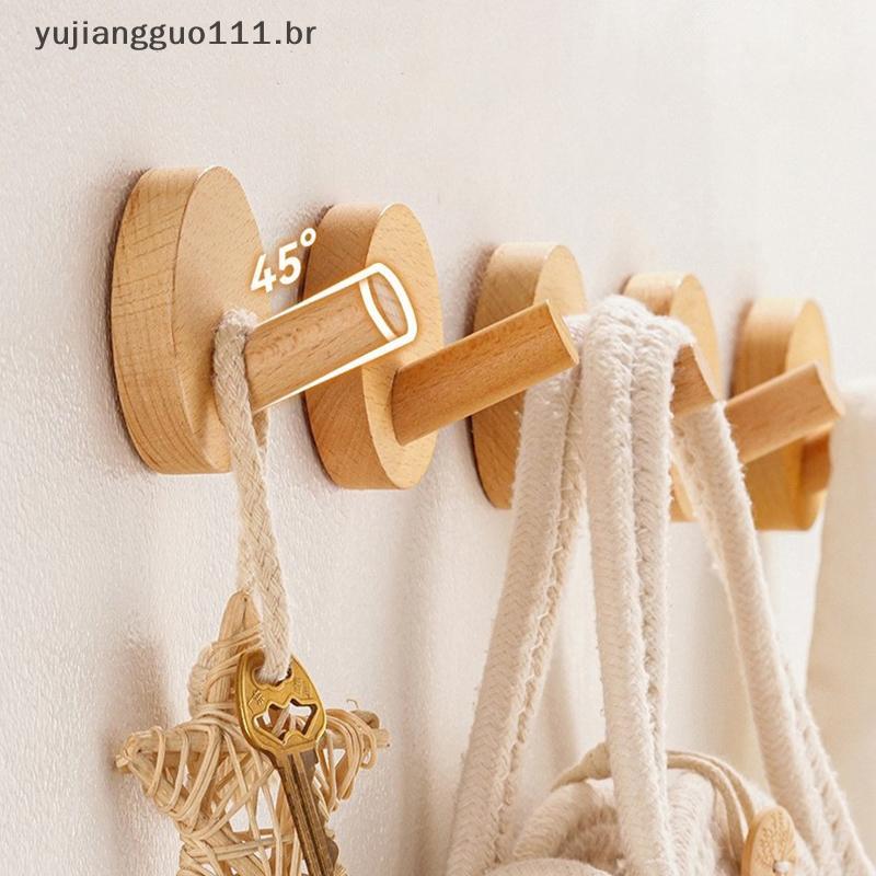 # Novo Auto-Adesivo Simples Gancho De Madeira Maciça Cabide De Nogueira Parede Do Banheiro Quarto Casaco Rack De Armazen em Oferta na Shopee