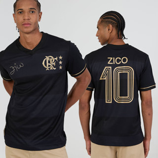 Camisa Flamengo Zico 1981 Preto e Ouro Retrô Masculina Oficial em Oferta na Shopee