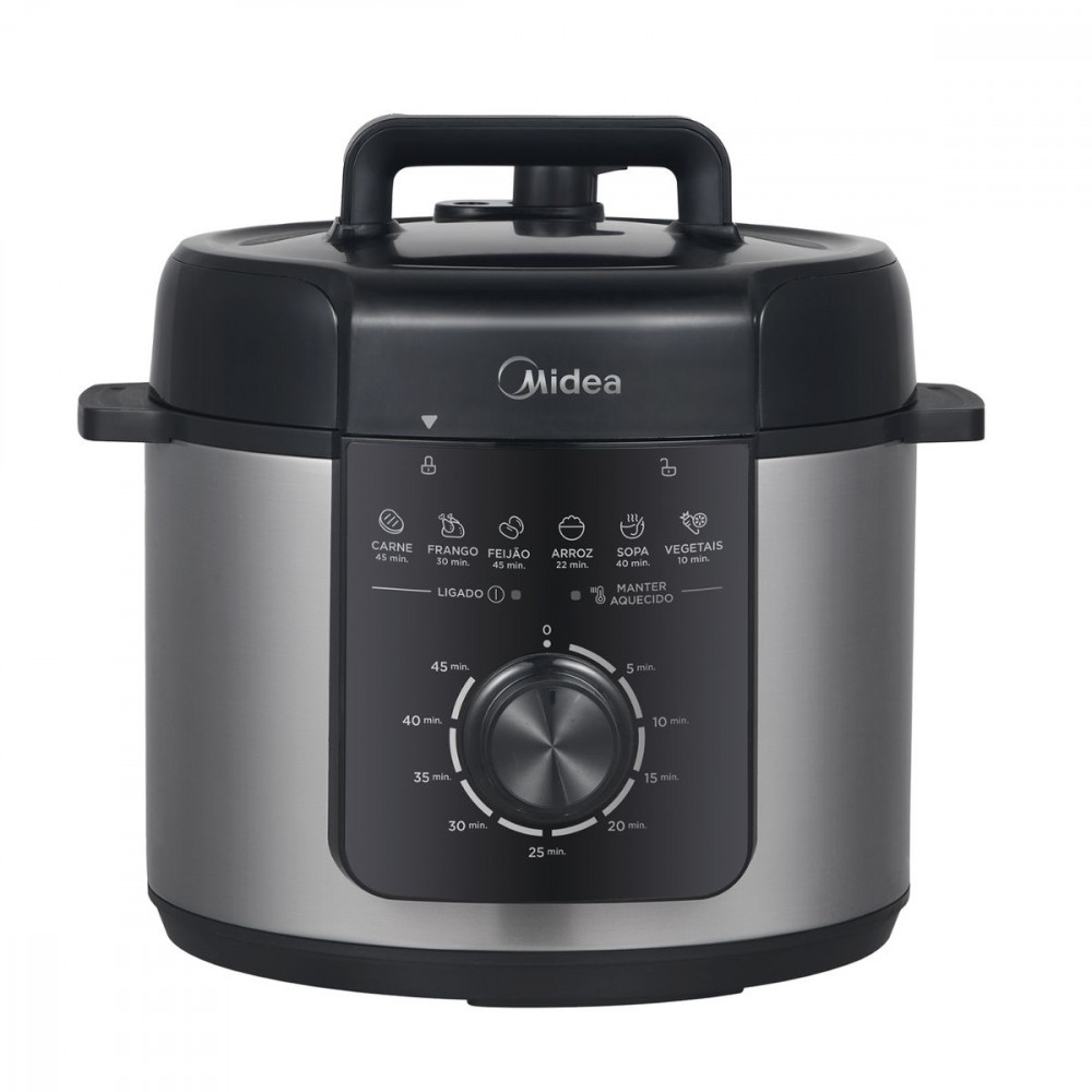 Panela de Pressão Mecânica Preta e Inox 4L Midea em Oferta na Shopee